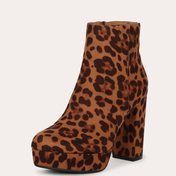 Leopard Platform Ankle Booties - Picture 2 of 7